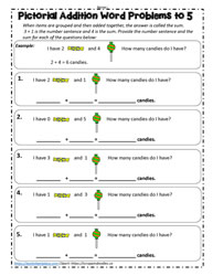 Pictorial Addition Word Problems to 5